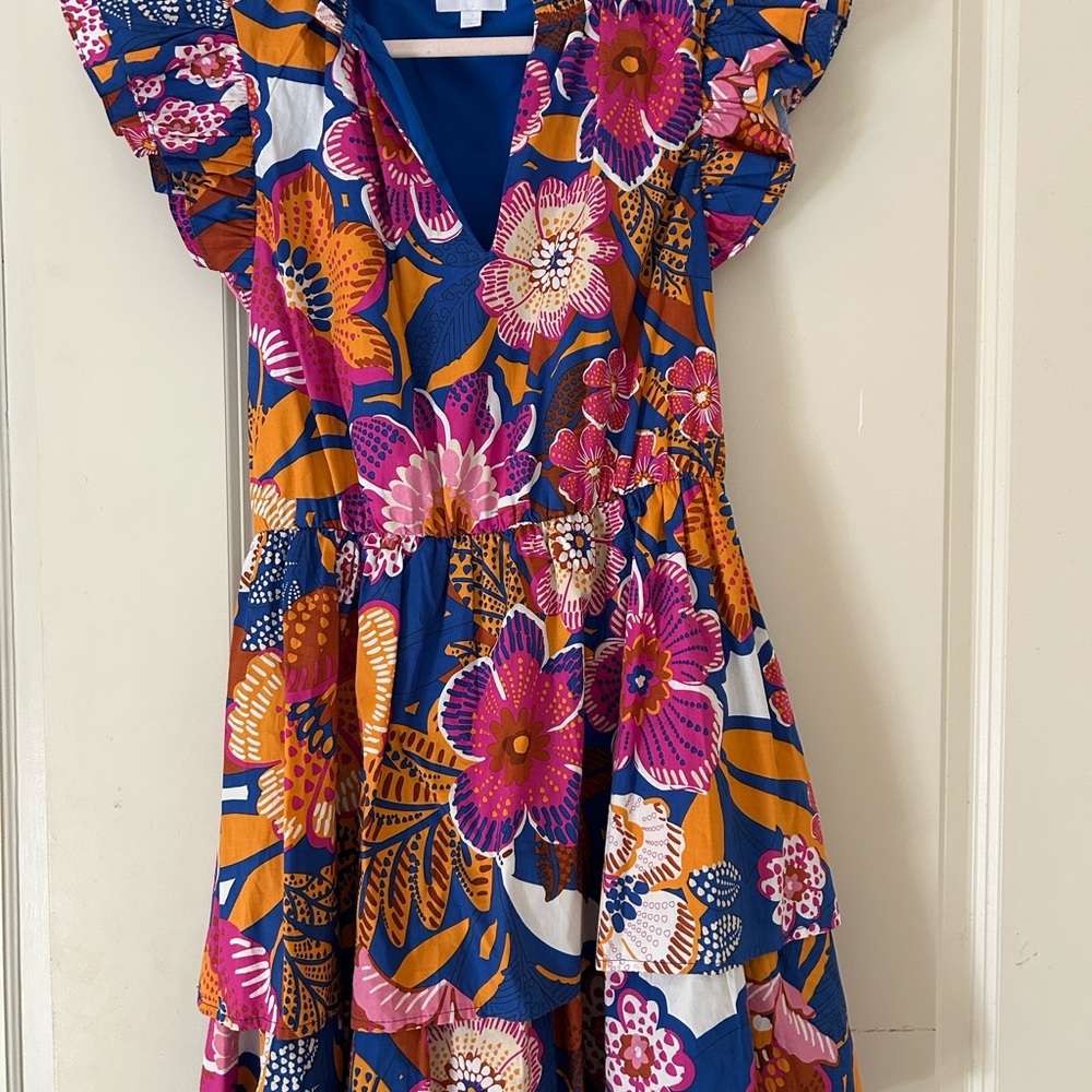 Floral Dress in Blue and Pink